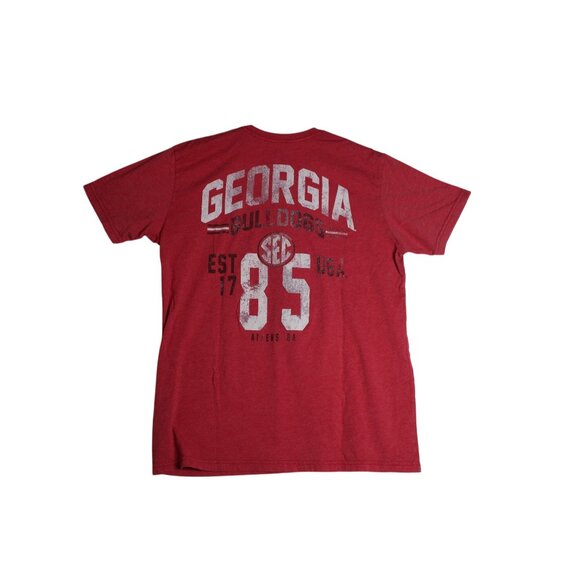 Georgia Bulldogs SEC UGA Dawg Distressed Red Short Sleeve Tee Shirt Mens XL - Picture 3 of 5